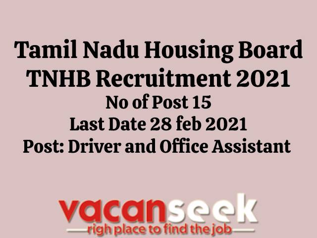 TNHB recruitment 2021: Tamil Nadu Housing Board job listing thumbnail  