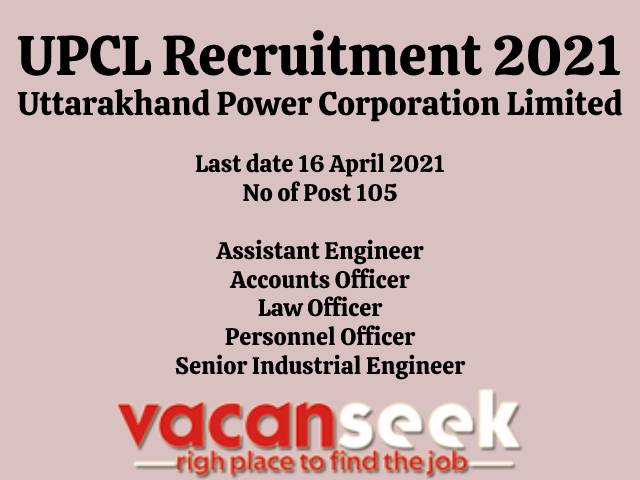 UPCL Recruitment 2021: Uttarakhand Power Corporation Limited Job Listing thumbnail.