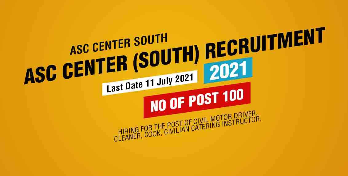 ASC Center (South) Recruitment 2021 Job Listing Thumbnail.