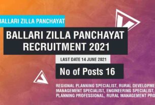 Ballari Zilla Panchayat Recruitment 2021 Job Listing thumbnail.