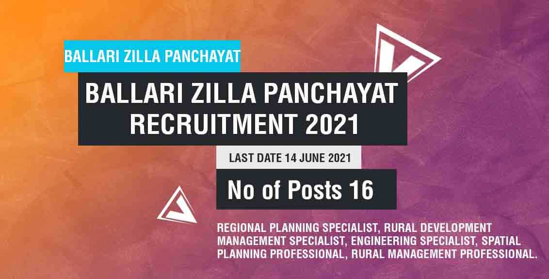 Ballari Zilla Panchayat Recruitment 2021 Job Listing thumbnail.