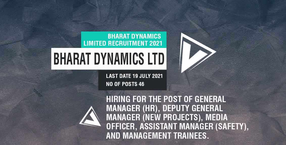 Bharat Dynamics Limited Recruitment 2021 job listing thumbnail.
