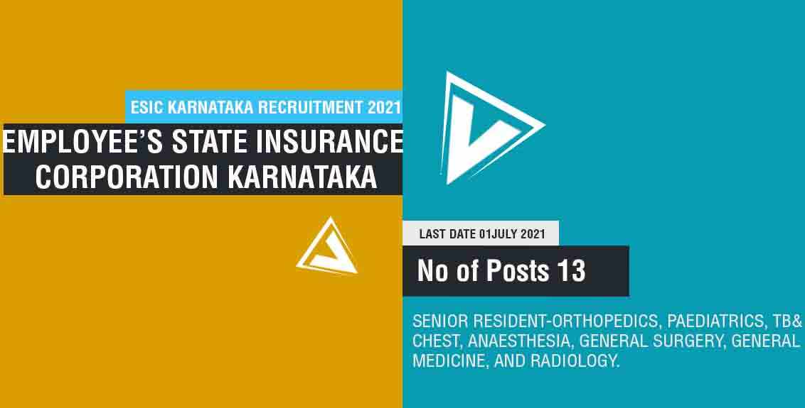 ESIC Karnataka Recruitment 2021 Job Listing thumbnail.