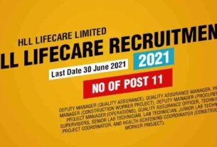 HLL Lifecare Recruitment 2021 Job Listing thumbnail.