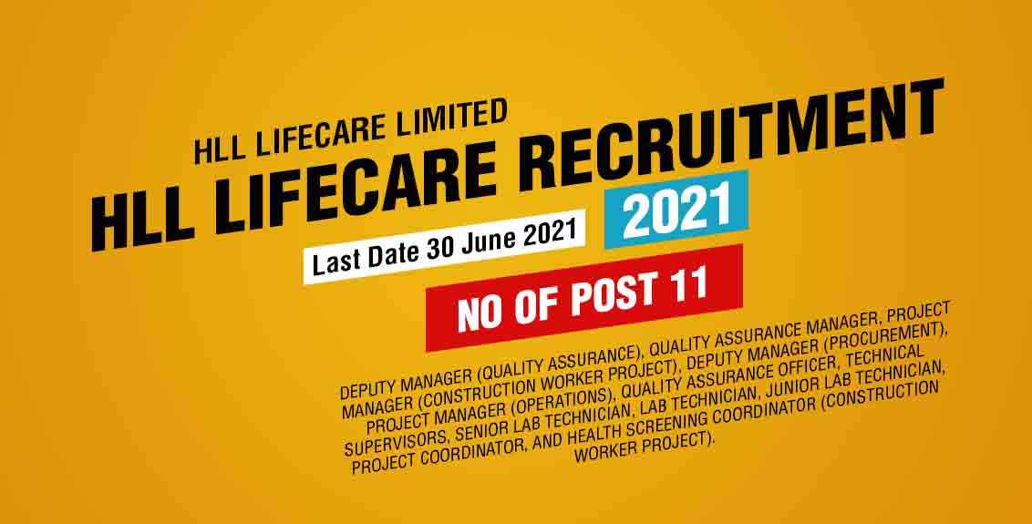 HLL Lifecare Recruitment 2021 Job Listing thumbnail.