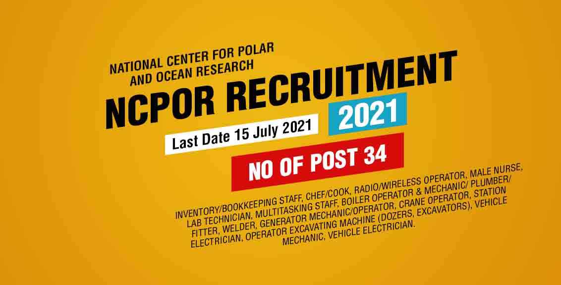 NCPOR Recruitment 2021 Job Listing Thumbnail.