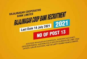 Rajajinagar Coop Bank Recruitment 2021 Job Listing Thumbnail.