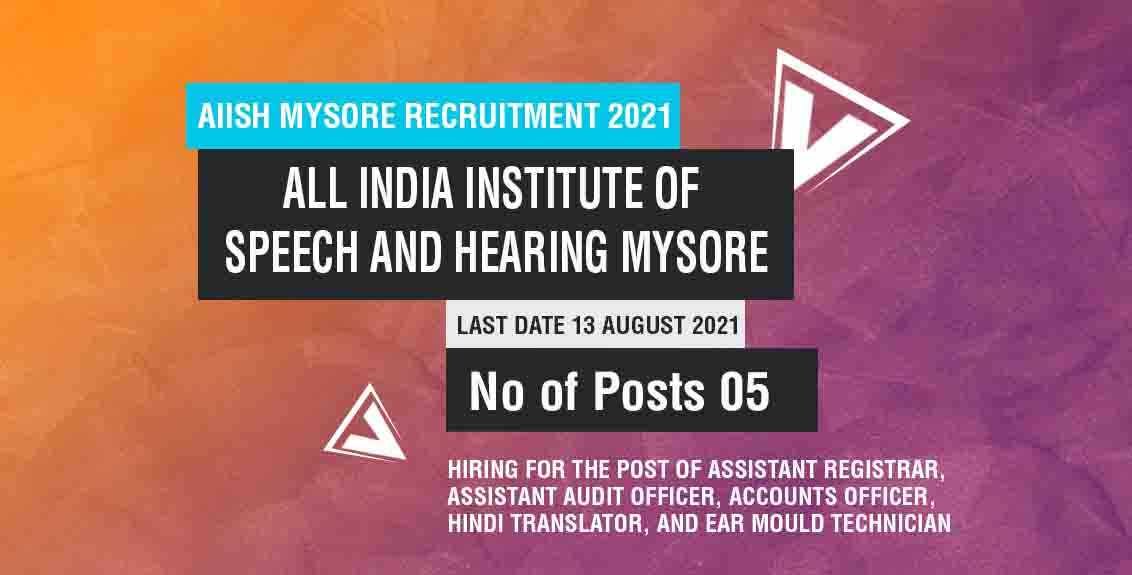 AIISH Mysore Recruitment 2021 Job Listing thumbnail.