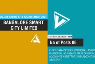 Bangalore Smart City Recruitment 2021 Job Listing thumbnail.