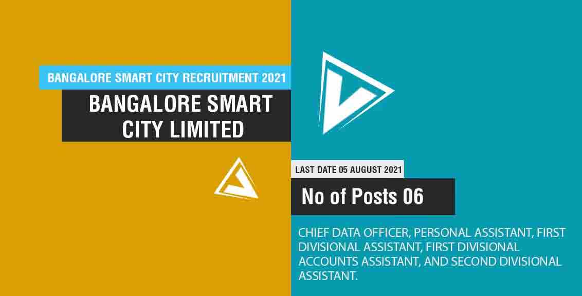 Bangalore Smart City Recruitment 2021 Job Listing thumbnail.