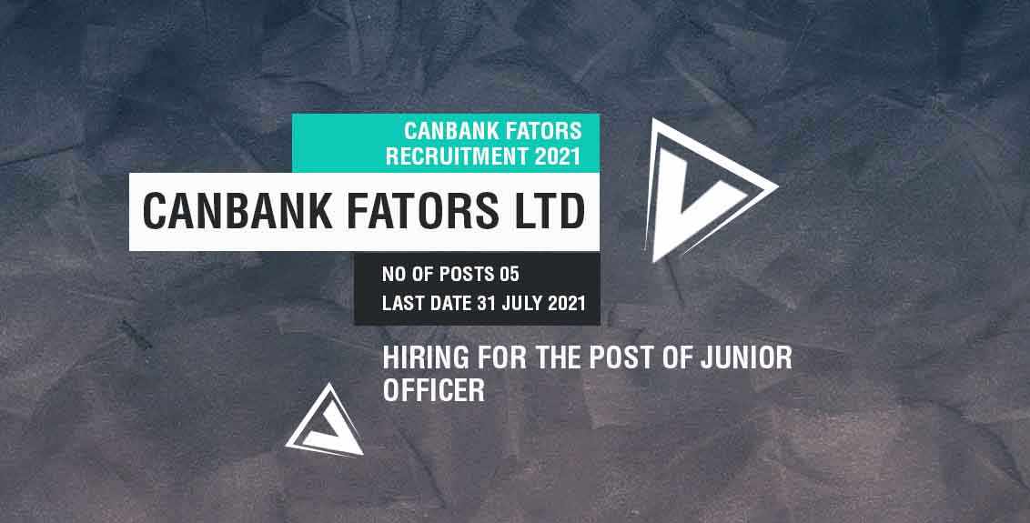 Canbank Factors Ltd Recruitment 2021 Job Listing thumbnail.