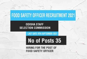 Food Safety Officer Recruitment 2021 Job Listing thumbnail.