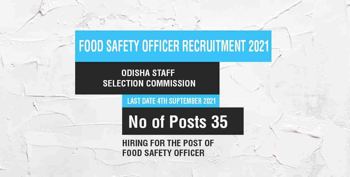 Food Safety Officer Recruitment 2021 Job Listing thumbnail.