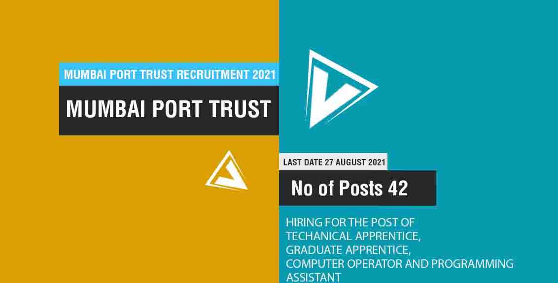 Mumbai Port Trust Recruitment 2021 Job Listing thumbnail.