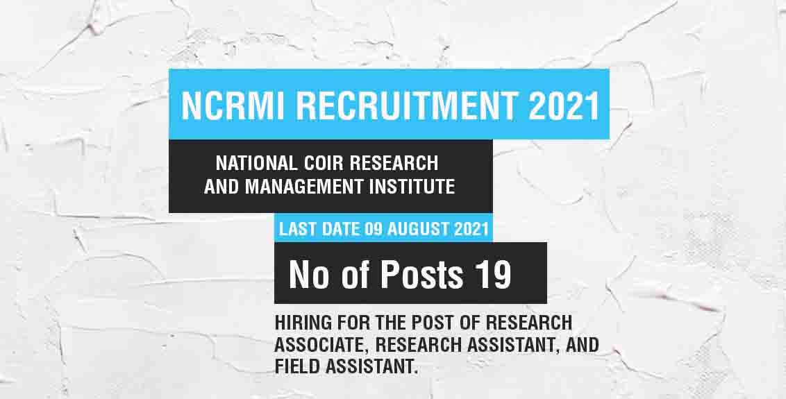 NCRMI Recruitment 2021 Job Listing thumbnail.