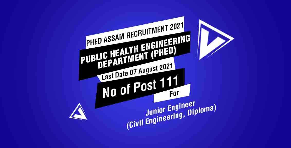 PHED Assam Recruitment 2021 Job Listing thumbnail.