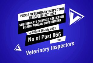 PSSSB Veterinary Inspector Recruitment 2021 job listing thumbnail.