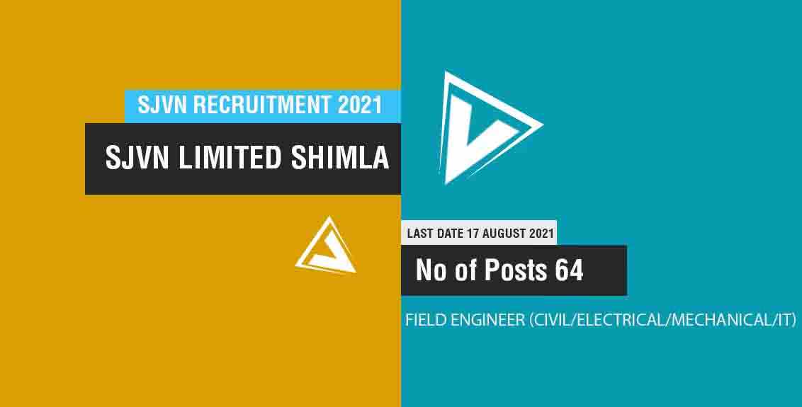 SJVN Recruitment 2021 Job Listing thumbnail.