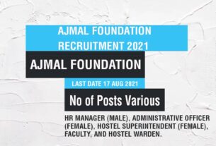 Ajmal Foundation Recruitment 2021 Job Listing thumbnail.