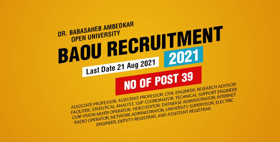 BAOU Recruitment 2021 Job Listing thumbnail.