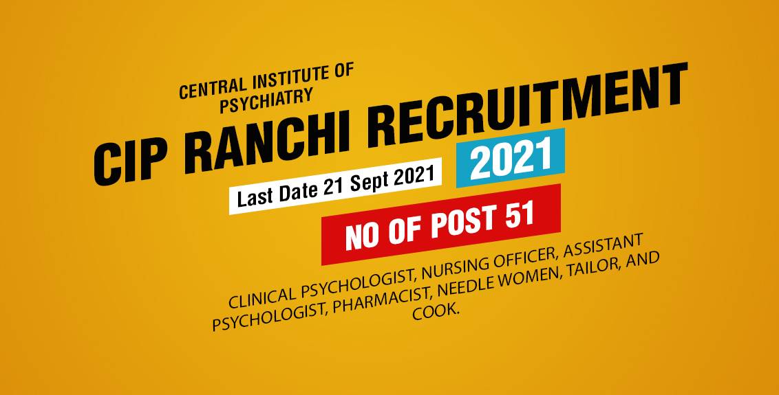 CIP Ranchi Recruitment 2021 Job Listing Thumbnail.