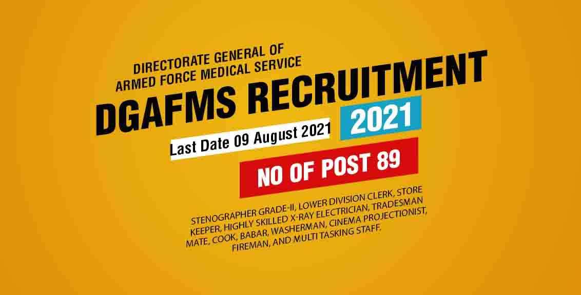 DGAFMS Recruitment 2021 Job Listing thumbnail.