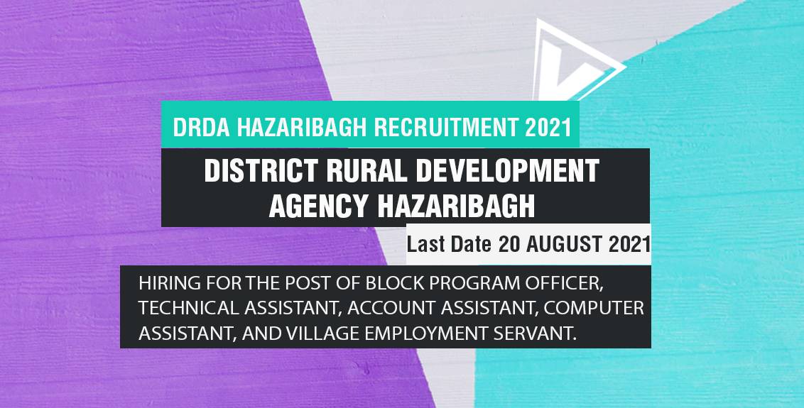 DRDA Hazaribagh Recruitment 2021 Job Listing thumbnail.