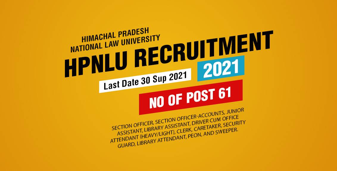 HPNLU Recruitment 2021 Job Listing thumbnail.