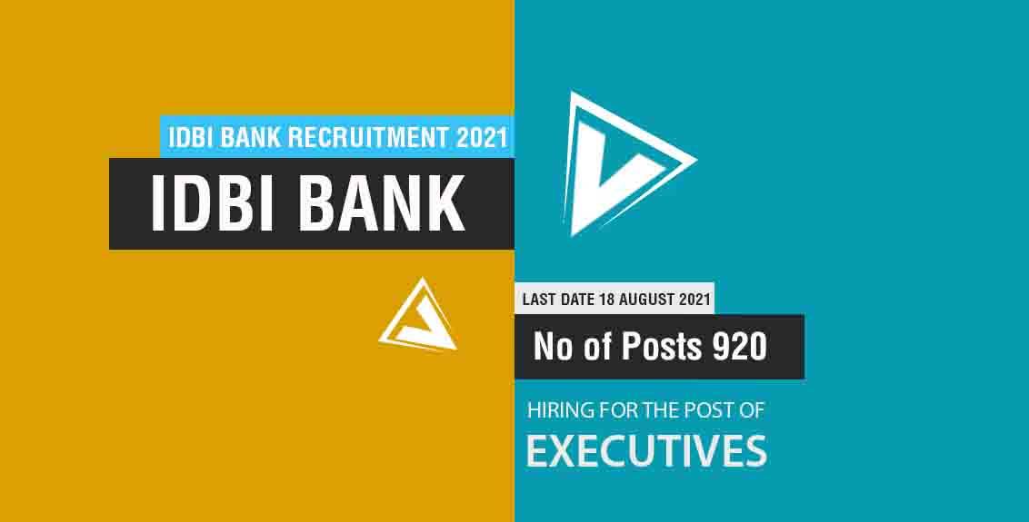 IDBI Bank Recruitment 2021 Job Listing thumbnail.