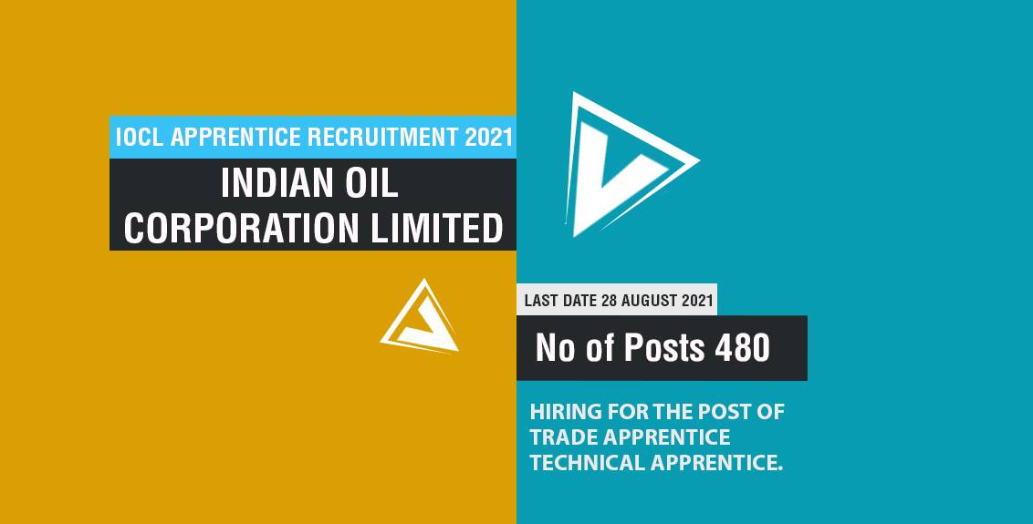 IOCL Apprentice Recruitment 2021 Job Listing thumbnail.