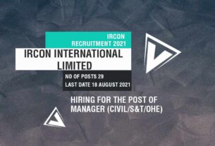 IRCON Recruitment 2021 Job Listing thumbnail.