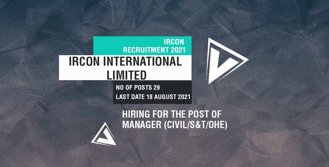 IRCON Recruitment 2021 Job Listing thumbnail.