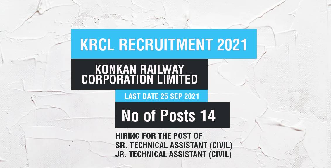 KRCL Recruitment 2021 Job Listing thumbnail.