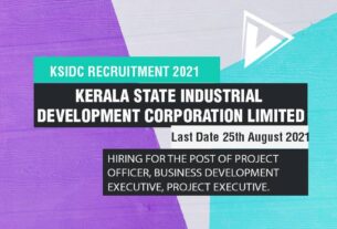 KSIDC Recruitment 2021 Job Listing thumbnail.