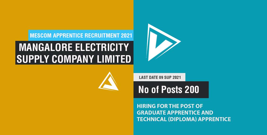 MESCOM Apprentice Recruitment 2021 Job Listing thumbnail.