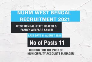 NUHM West Bengal Recruitment 2021 job listing thumbnail.