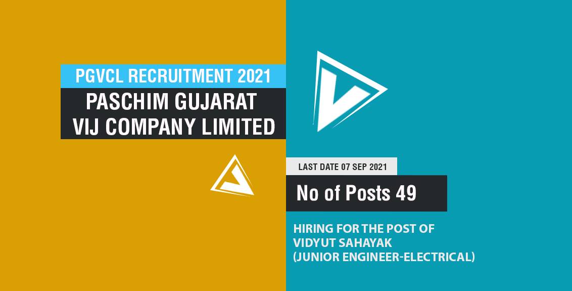 PGVCL Recruitment 2021 Job Listing thumbnail.