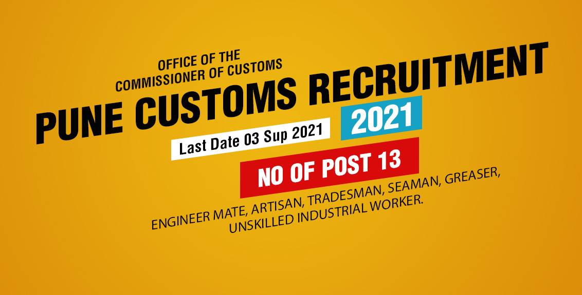 Pune Customs Recruitment 2021 Job Listing thumbnail.