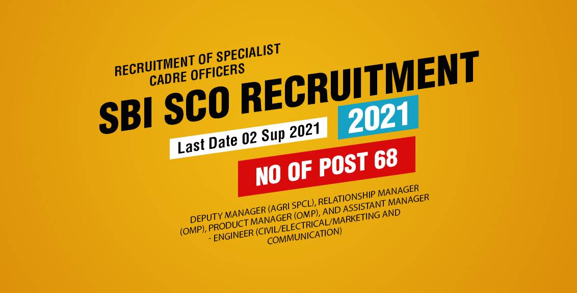 SBI SCO Recruitment 2021 Job Listing thumbnail.