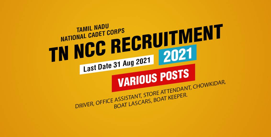 TN NCC Recruitment 2021 Job Listing thumbnail.