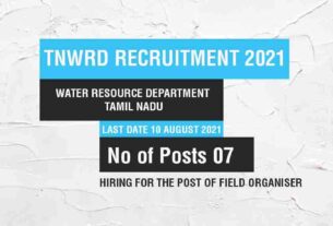 TNWRD Recruitment 2021 job listing thumbnail.