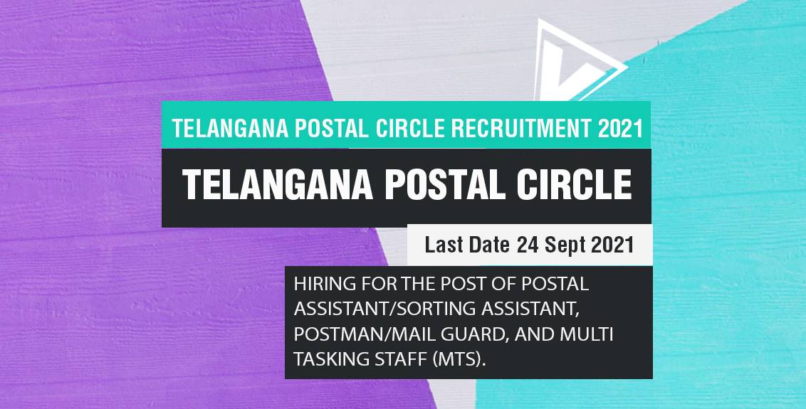 Telangana Postal Circle Recruitment 2021 Job Listing Thumbnail.