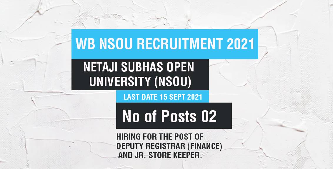 WB NSOU Recruitment 2021 Job Listing thumbnail.