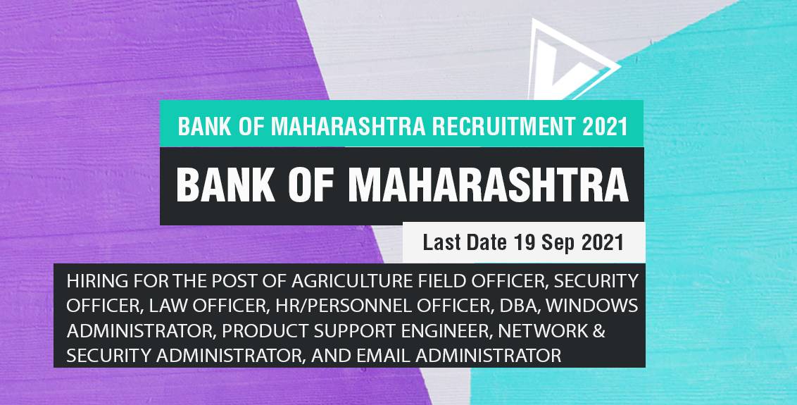 Bank of Maharashtra Recruitment 2021 Job Listing thumbnail.