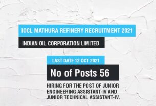 IOCL Mathura Refinery Recruitment Job Listing thumbnail.