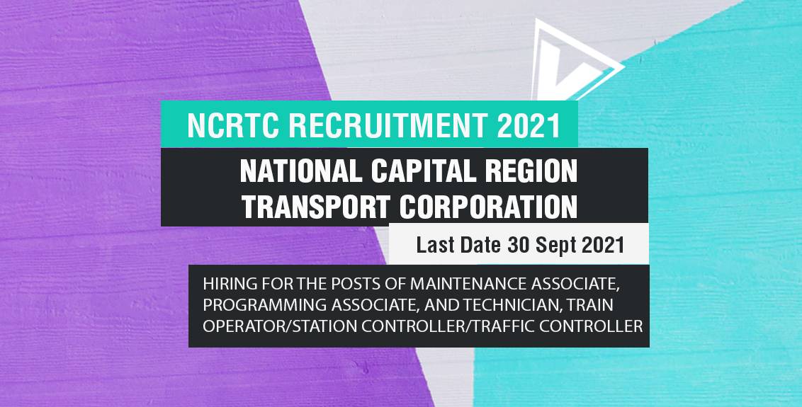 NCRTC Recruitment 2021 Job Listing thumbnail.