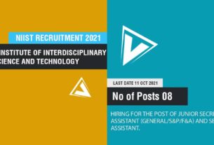 NIIST Recruitment 2021 Job Listing thumbnail.