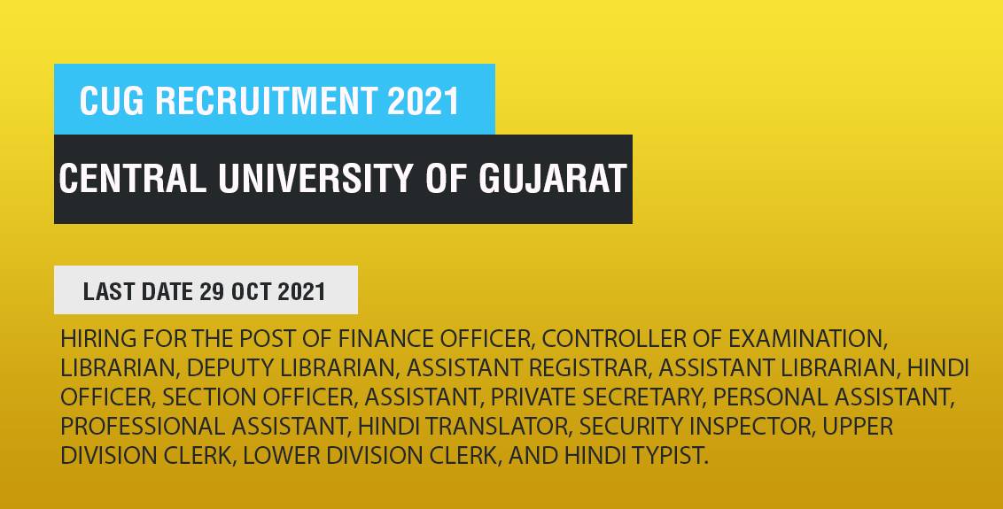 CUG Recruitment 2021 Job Listing thumbnail.