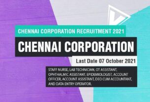 Chennai Corporation Recruitment 2021 Job Listing thumbnail.