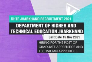 DHTE Jharkhand Recruitment 2021 Job Listing thumbnail.